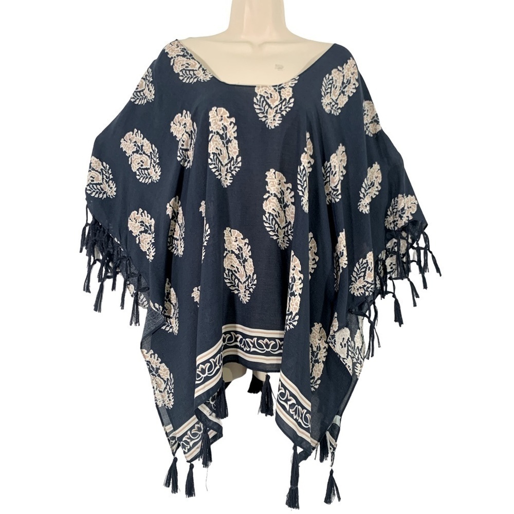 NWT Nostalgia One Size Pullover‎ Flowy Drapey Scarf Style Fringe Cover-Up Top